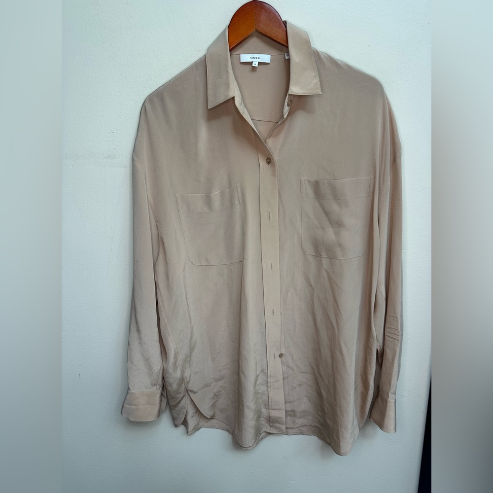 Vince Silk Button-Up Shirt